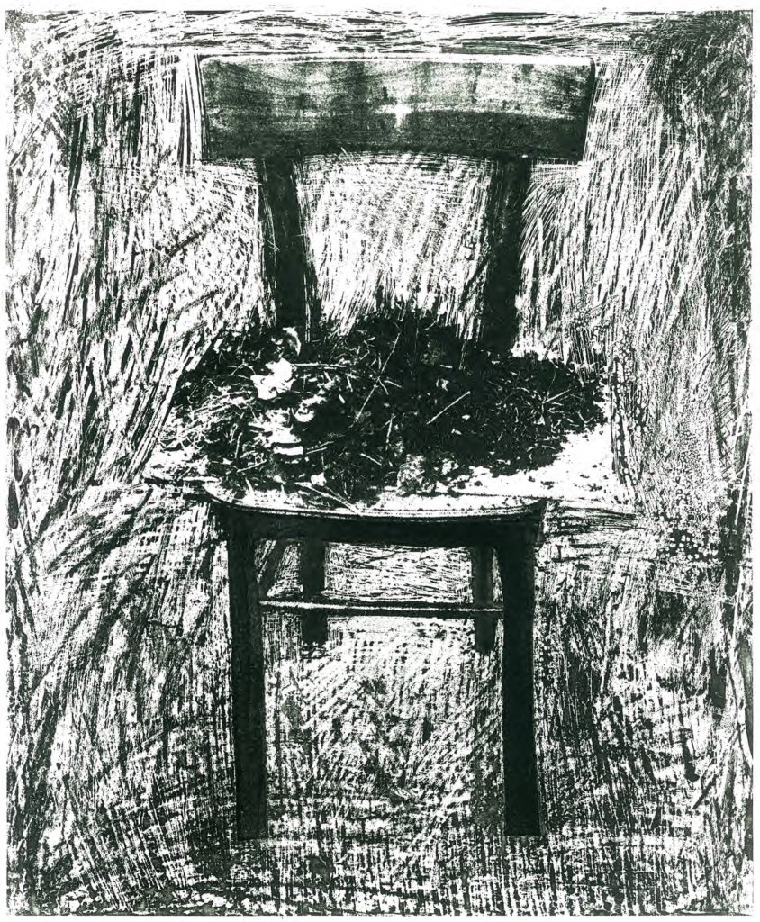 Etching
30 x 24.5 cm
Printed by Anne McMaster
100 x 100 Portfolio, 1988