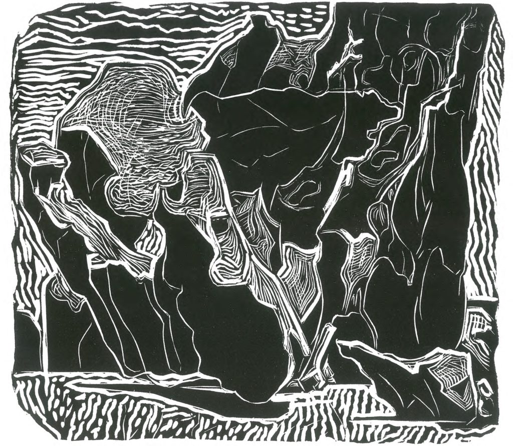 Linocut
14.5 x 27.5 cm
Printed by Neil Emmerson
100 x 100 Portfolio, 1988