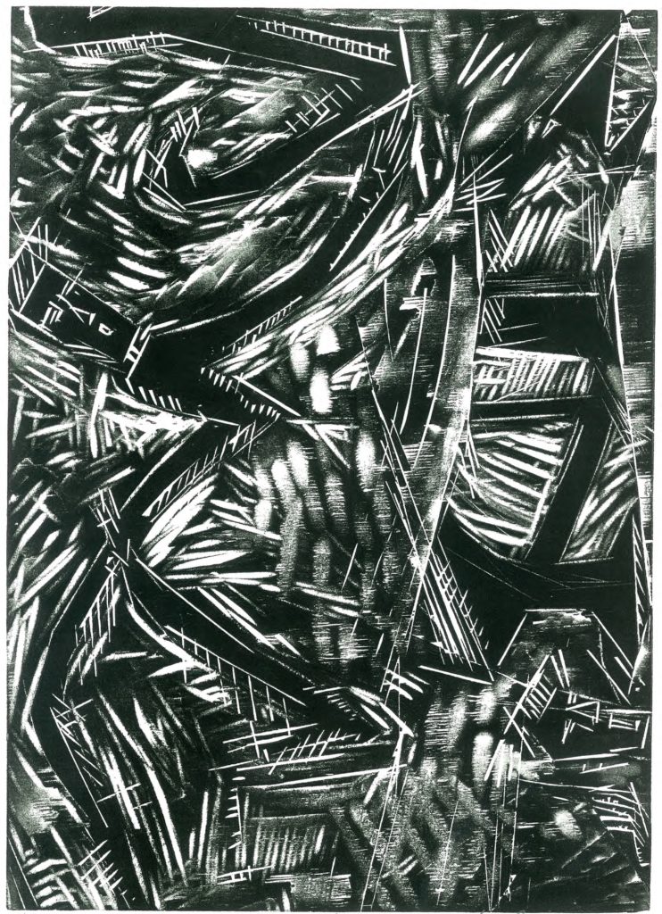 Woodcut
35.5 x 25.5 cm
Printed by Wilma Tabacco
100 x 100 Portfolio, 1988