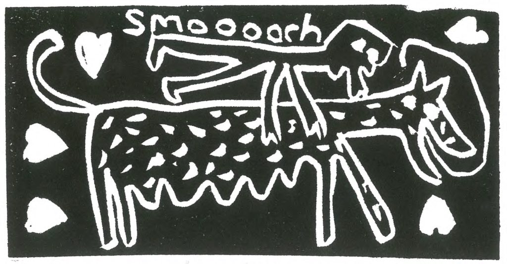 Linocut
10.5 x 20.5 cm
Printed by Neil Emmerson
100 x 100 Portfolio, 1988