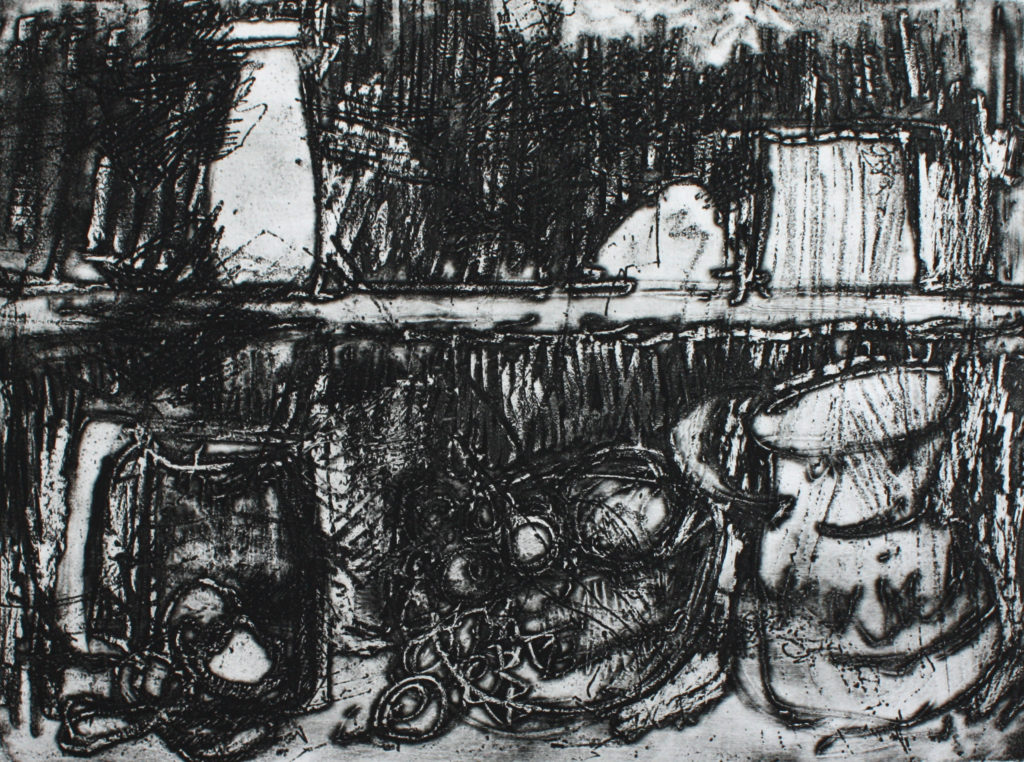 Etching
22.5 x 30 cm
Printed by Anne McMaster
100 x 100 Portfolio, 1988